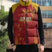 Custom Spain Rugby 2026 Sleeveless Puffer Jacket Vamos Los Leones Red Version