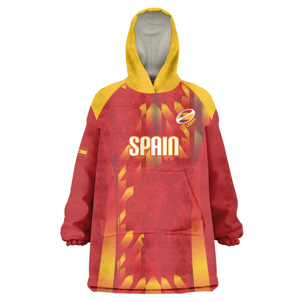 Custom Spain Rugby 2026 Wearable Blanket Hoodie Vamos Los Leones Red Version