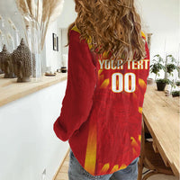 Custom Spain Rugby 2026 Women Casual Shirt Vamos Los Leones Red Version