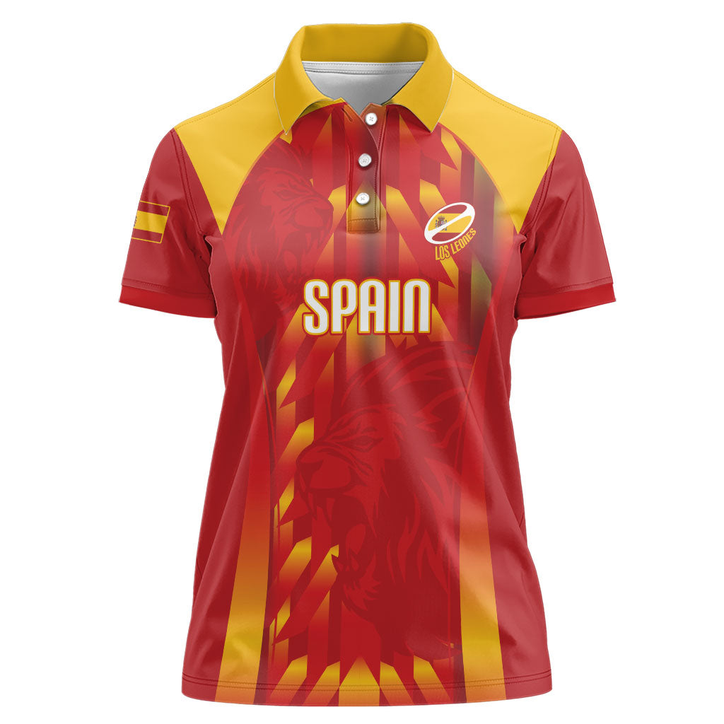 Custom Spain Rugby 2026 Women Polo Shirt Vamos Los Leones Red Version