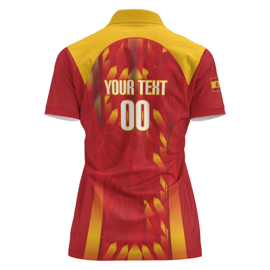 Custom Spain Rugby 2026 Women Polo Shirt Vamos Los Leones Red Version