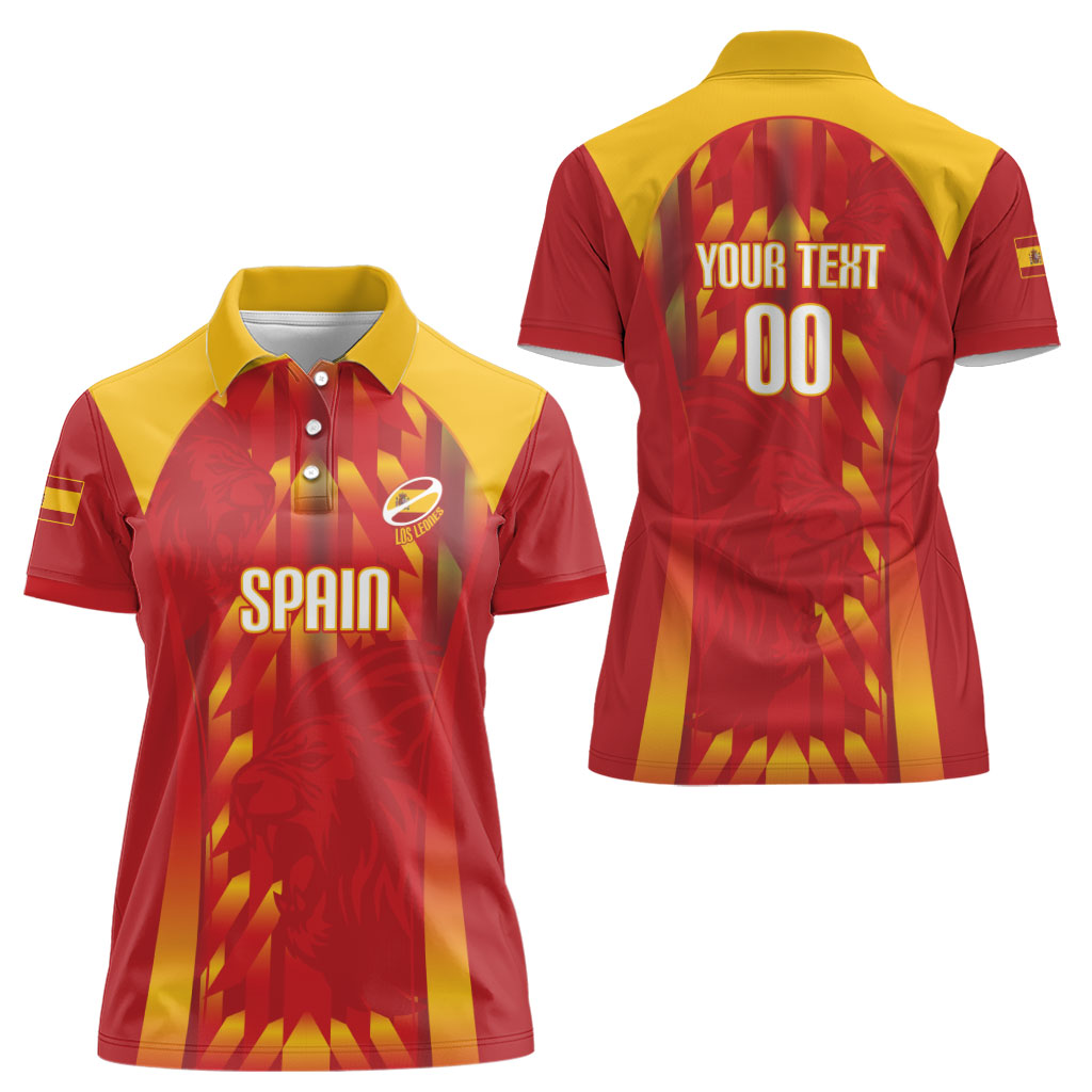 Custom Spain Rugby 2026 Women Polo Shirt Vamos Los Leones Red Version