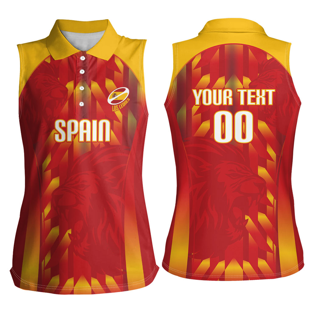 Custom Spain Rugby 2026 Women Sleeveless Polo Shirt Vamos Los Leones Red Version