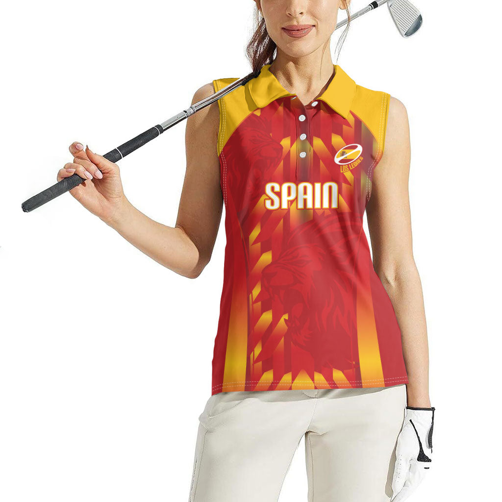 Custom Spain Rugby 2026 Women Sleeveless Polo Shirt Vamos Los Leones Red Version