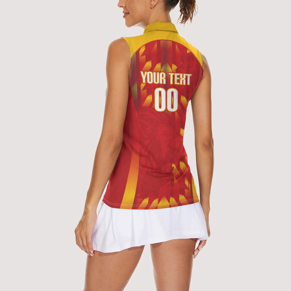 Custom Spain Rugby 2026 Women Sleeveless Polo Shirt Vamos Los Leones Red Version