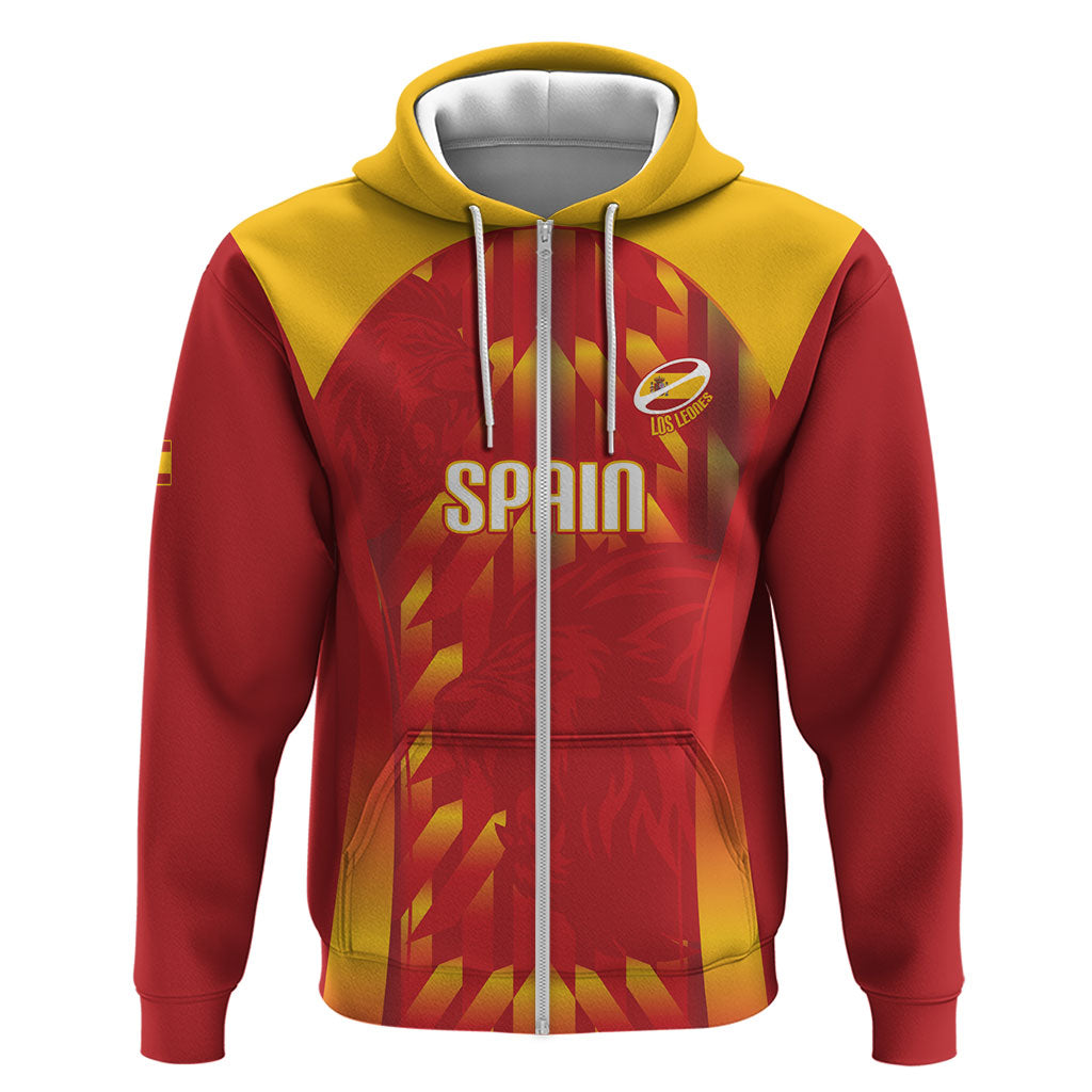 Custom Spain Rugby 2026 Zip Hoodie Vamos Los Leones Red Version