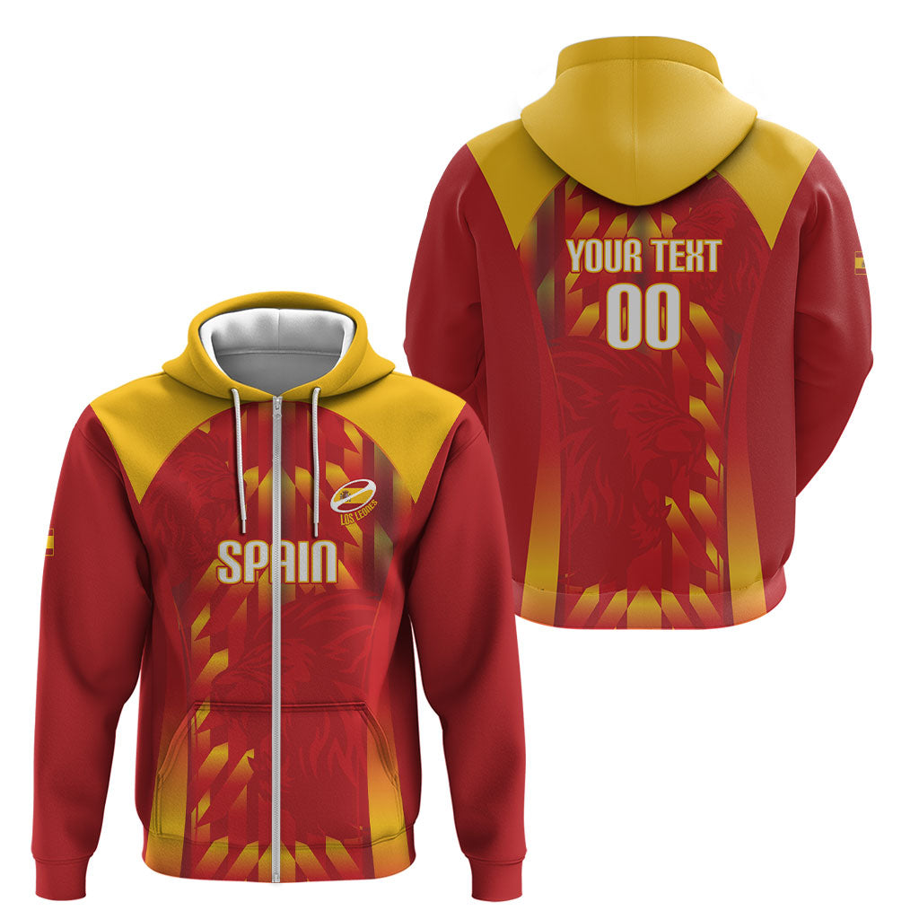 Custom Spain Rugby 2026 Zip Hoodie Vamos Los Leones Red Version