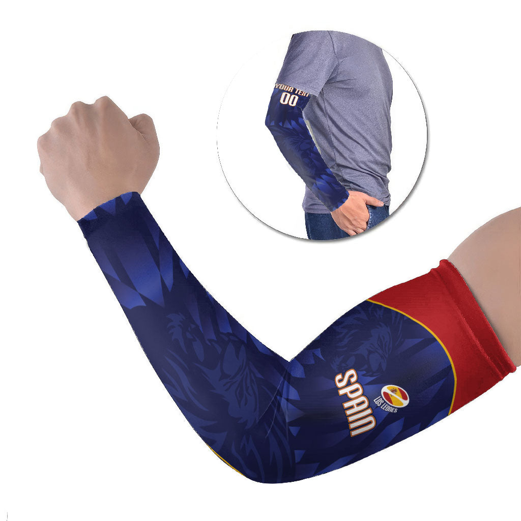 Custom Spain Rugby 2026 Arm Sleeves Vamos Los Leones Blue Version