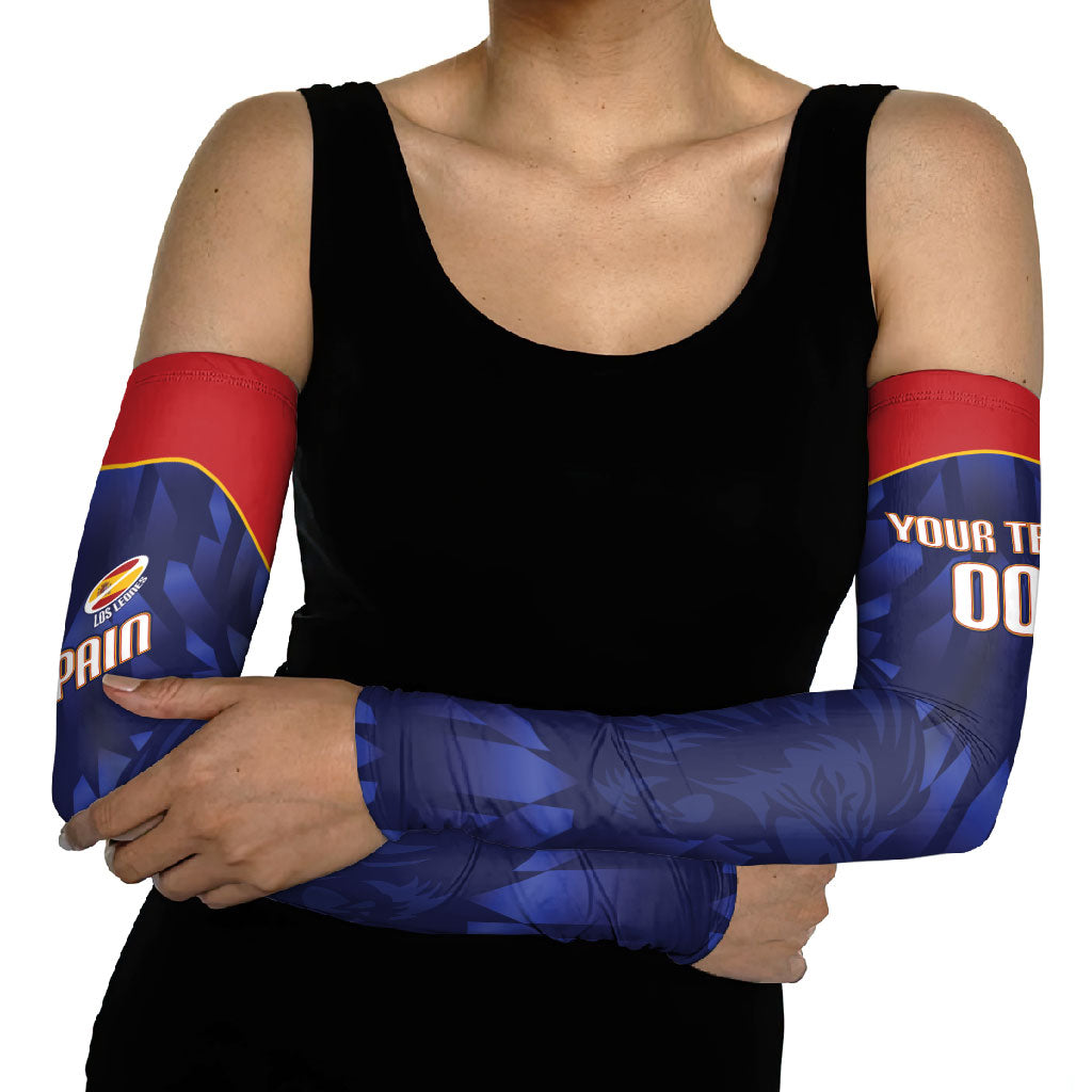 Custom Spain Rugby 2026 Arm Sleeves Vamos Los Leones Blue Version