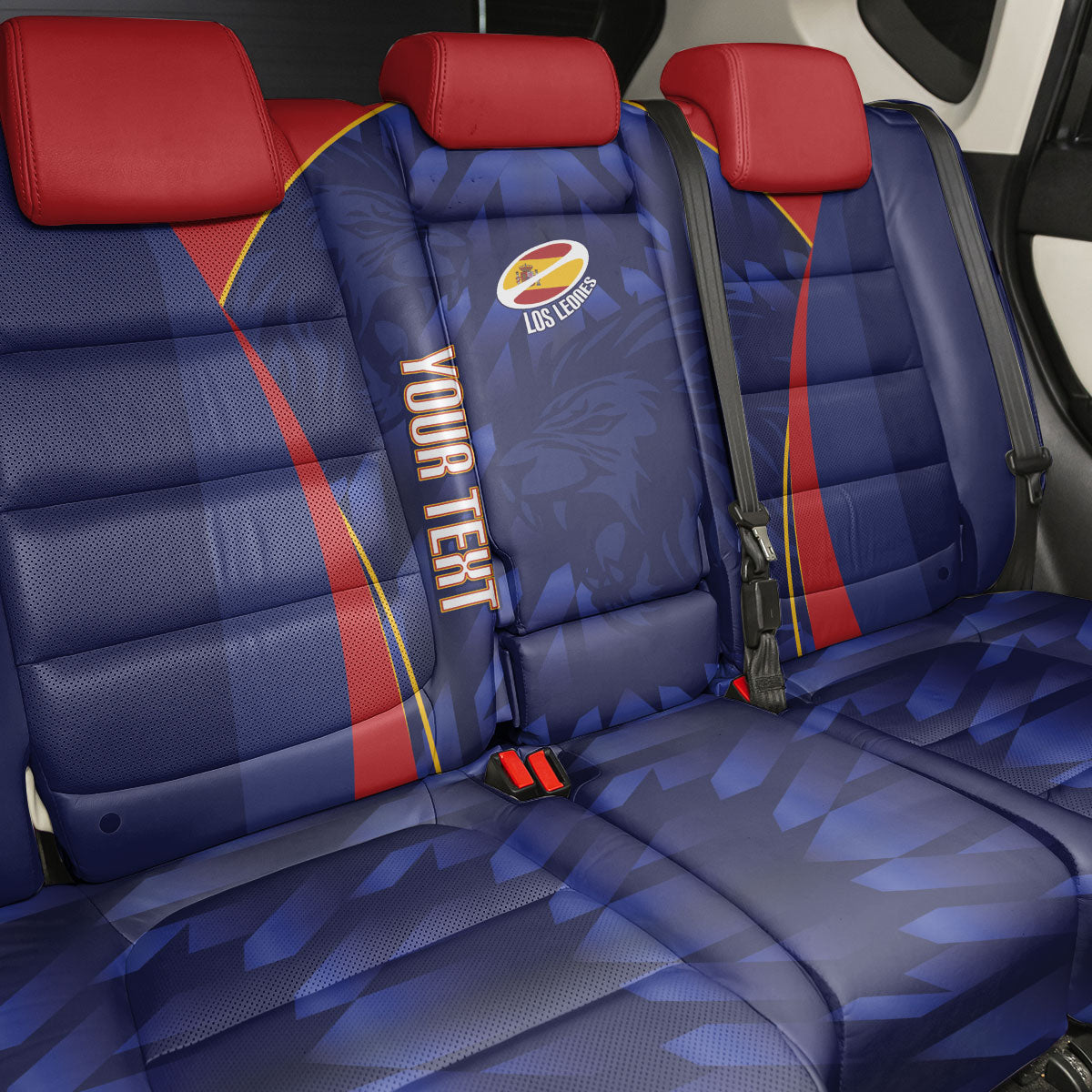Custom Spain Rugby 2026 Back Car Seat Cover Vamos Los Leones Blue Version