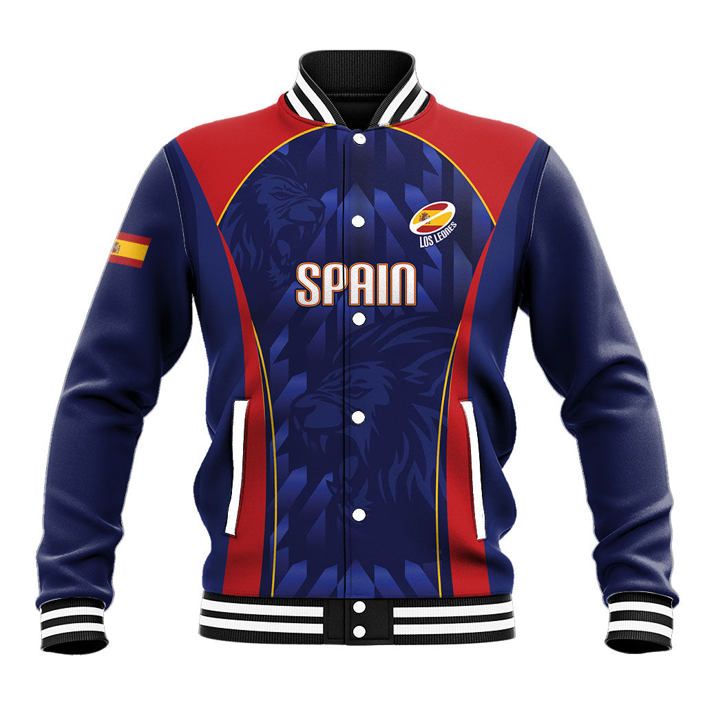 Custom Spain Rugby 2026 Baseball Jacket Vamos Los Leones Blue Version