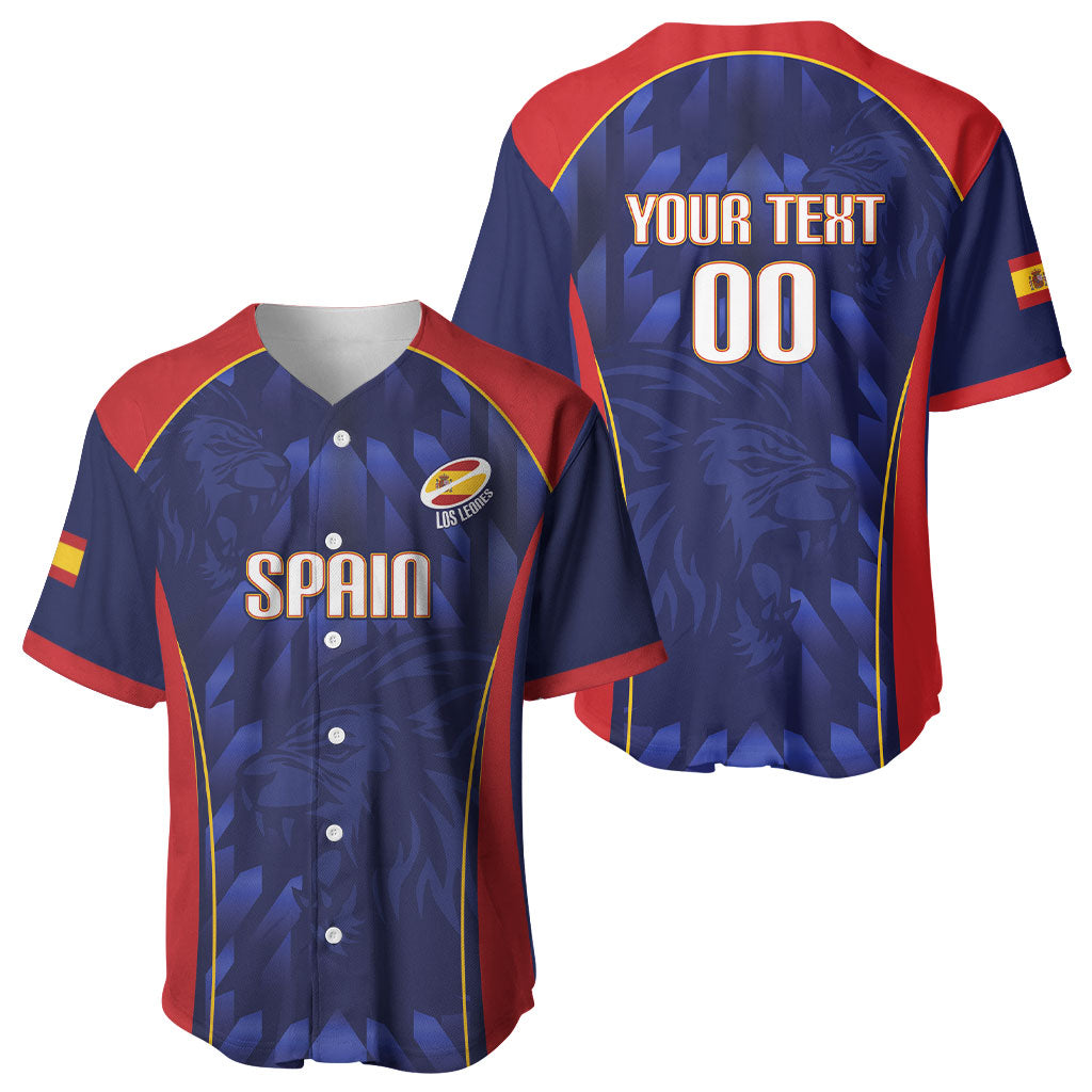 Custom Spain Rugby 2026 Baseball Jersey Vamos Los Leones Blue Version