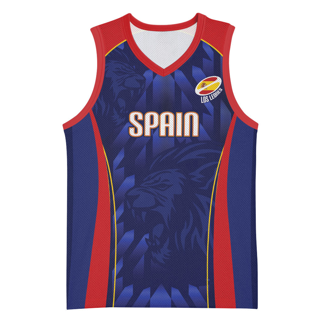 Custom Spain Rugby 2026 Basketball Jersey Vamos Los Leones Blue Version