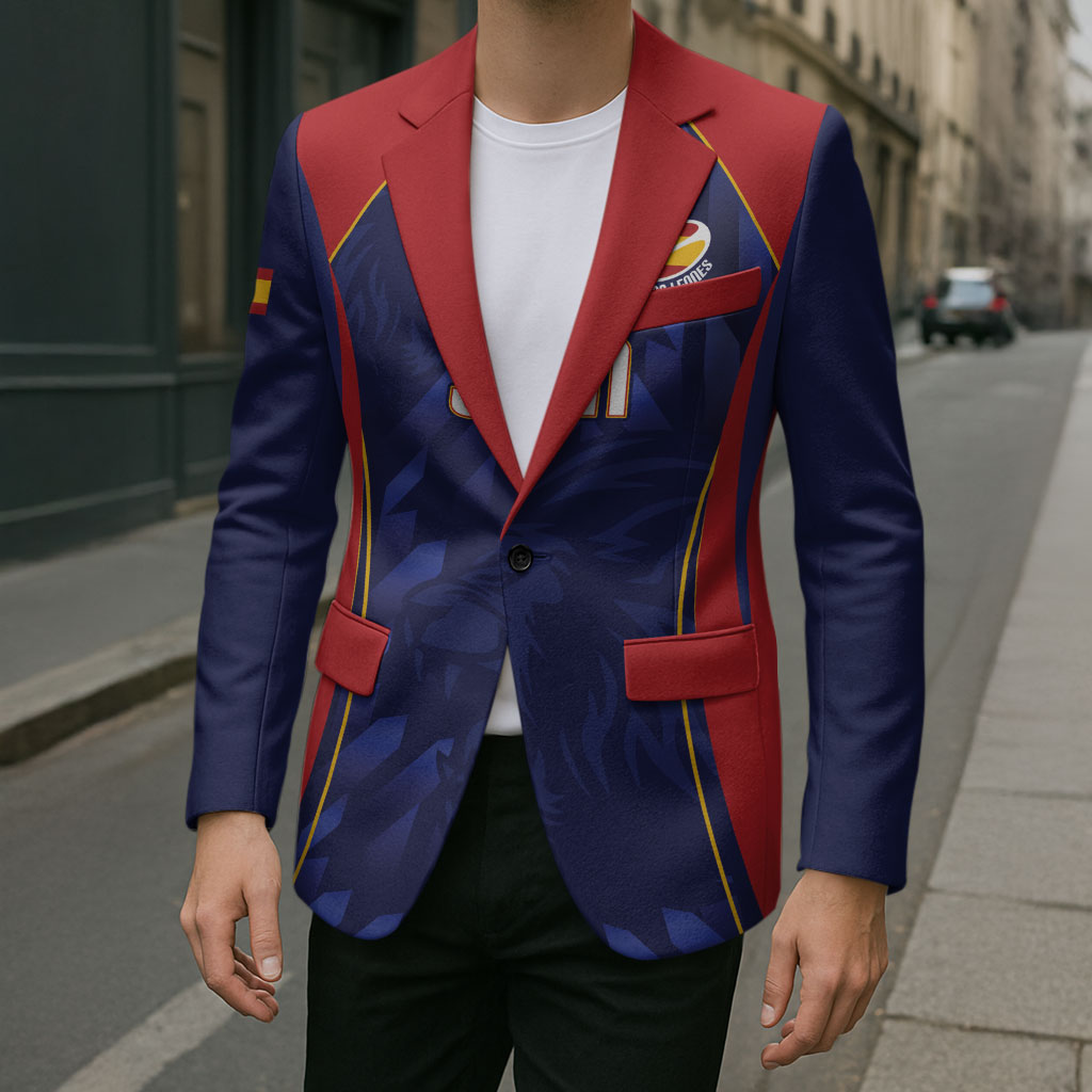 Custom Spain Rugby 2026 Blazer Vamos Los Leones Blue Version
