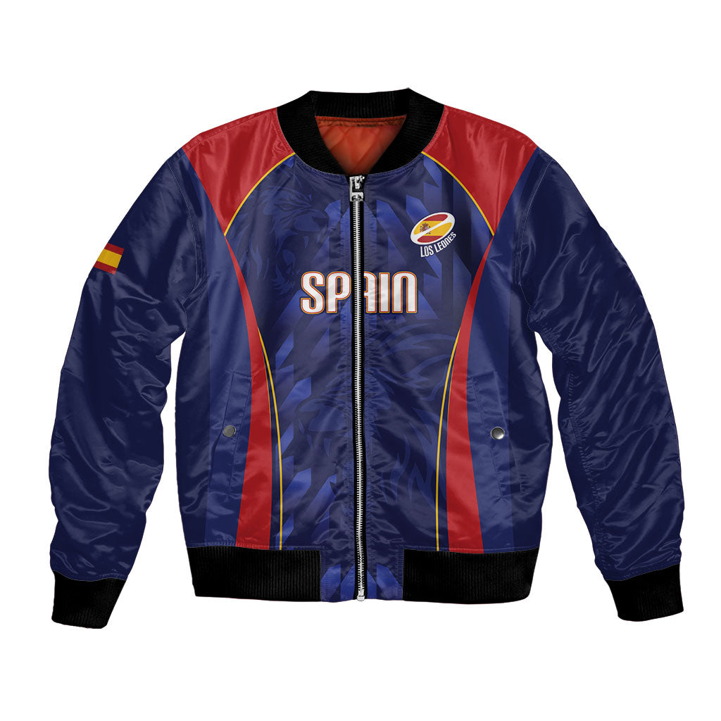 Custom Spain Rugby 2026 Bomber Jacket Vamos Los Leones Blue Version