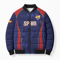 Custom Spain Rugby 2026 Bomber Puffer Jacket Vamos Los Leones Blue Version