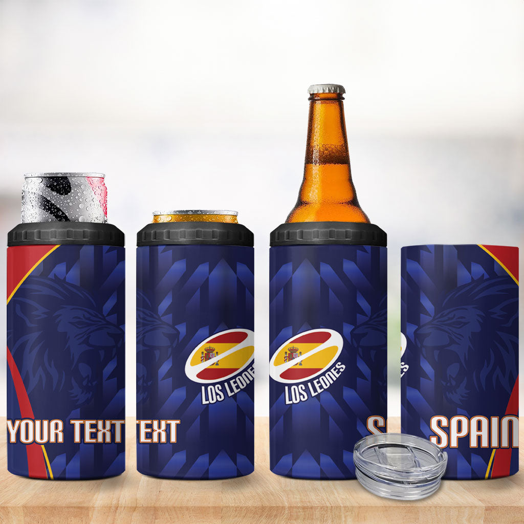 Custom Spain Rugby 2026 4 in 1 Can Cooler Tumbler Vamos Los Leones Blue Version