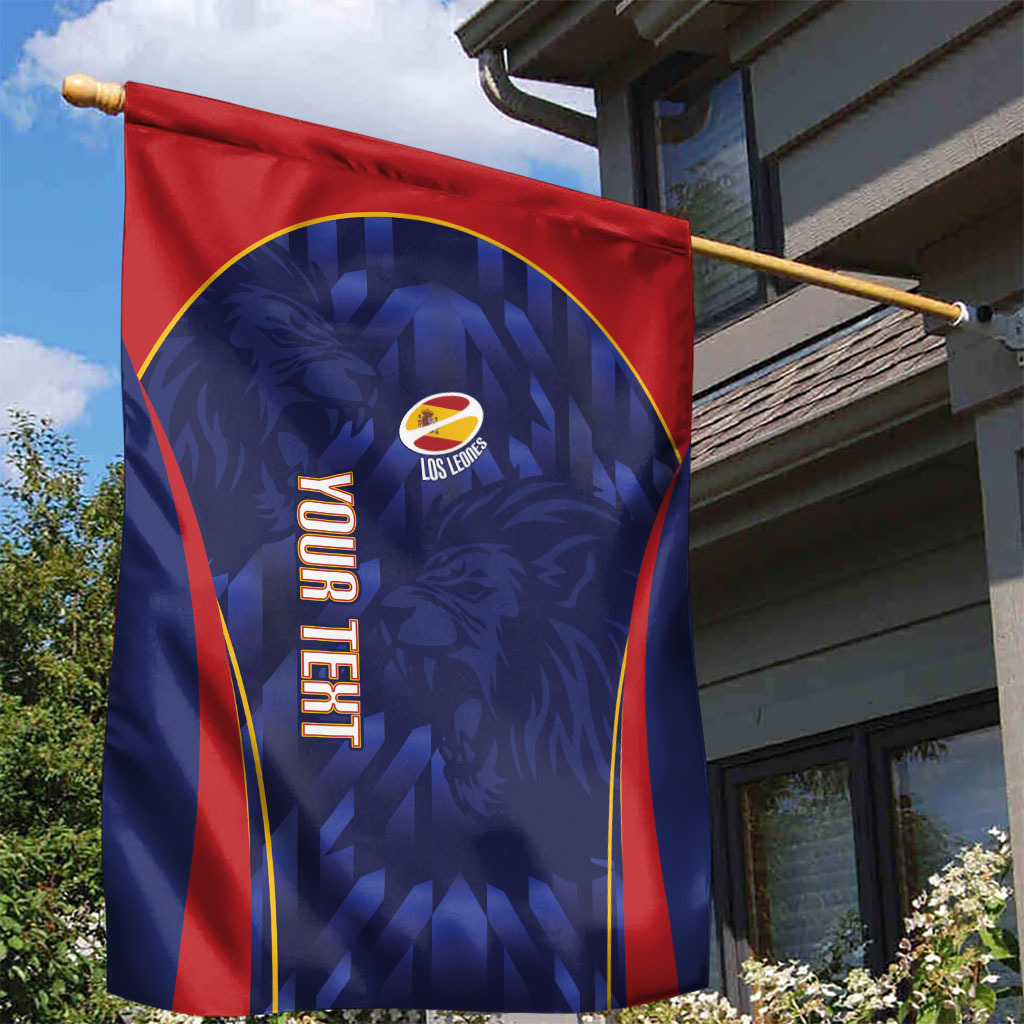 Custom Spain Rugby 2026 Garden Flag Vamos Los Leones Blue Version