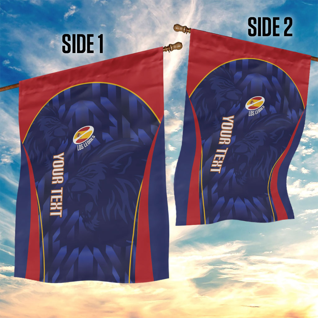 Custom Spain Rugby 2026 Garden Flag Vamos Los Leones Blue Version
