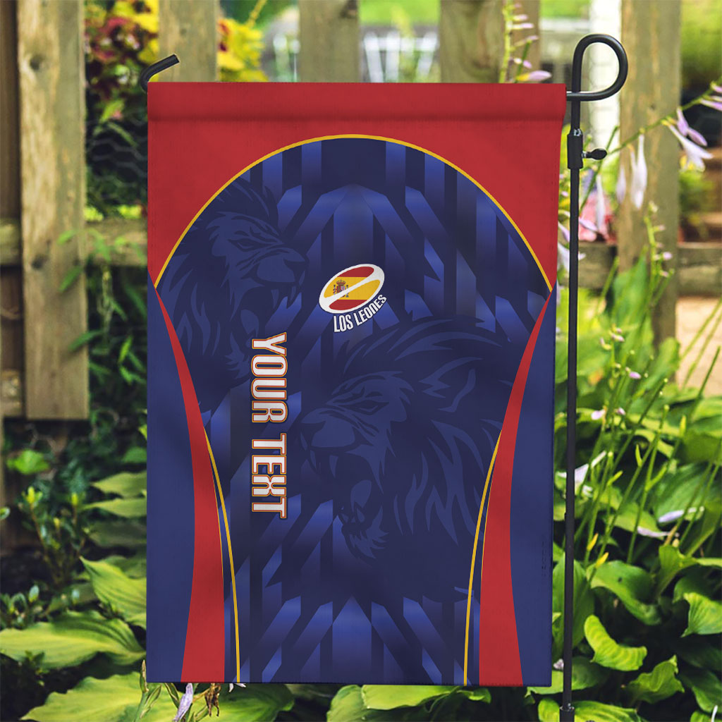 Custom Spain Rugby 2026 Garden Flag Vamos Los Leones Blue Version