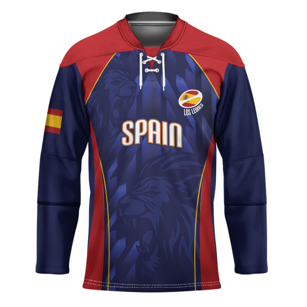 Custom Spain Rugby 2026 Hockey Jersey Vamos Los Leones Blue Version