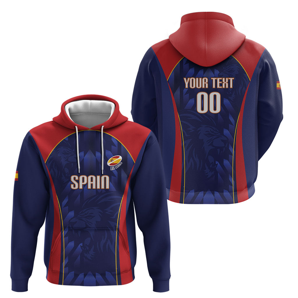 Custom Spain Rugby 2026 Hoodie Vamos Los Leones Blue Version