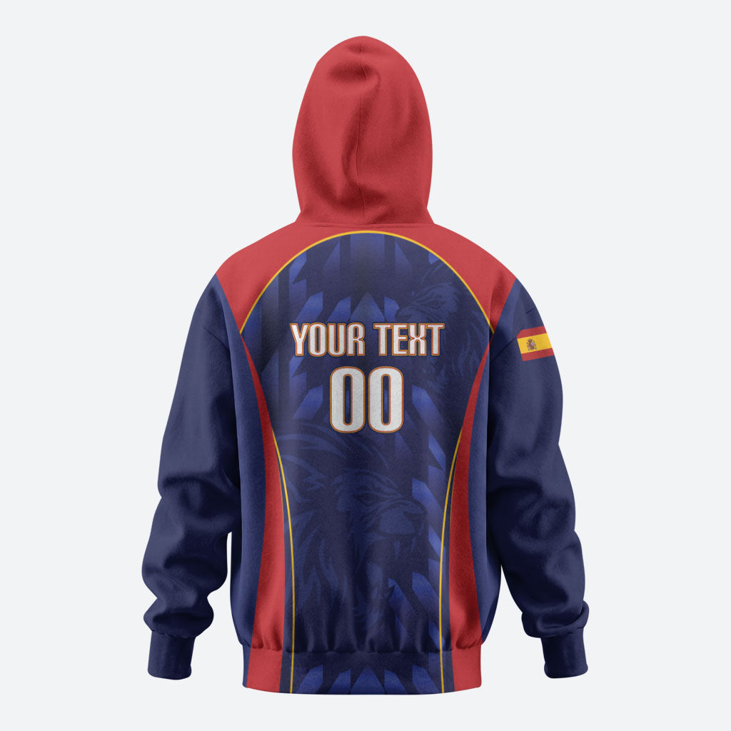Custom Spain Rugby 2026 Hoodie Vamos Los Leones Blue Version