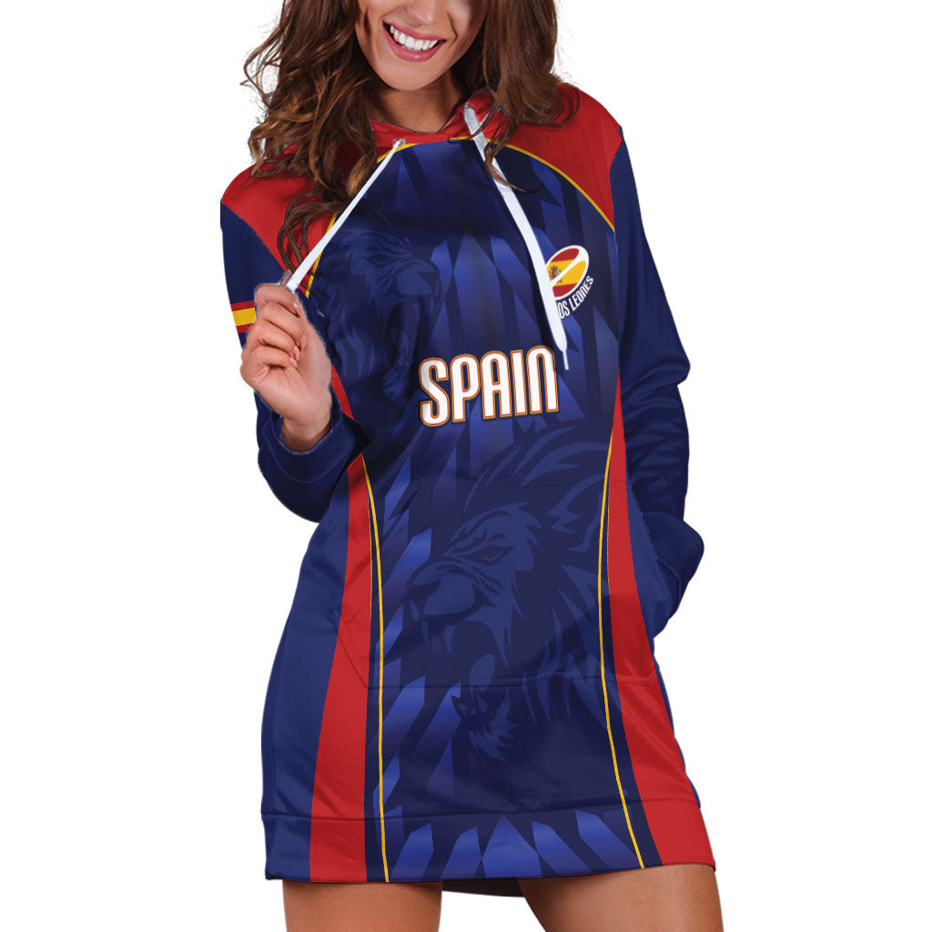 Custom Spain Rugby 2026 Hoodie Dress Vamos Los Leones Blue Version