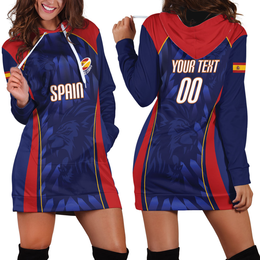 Custom Spain Rugby 2026 Hoodie Dress Vamos Los Leones Blue Version