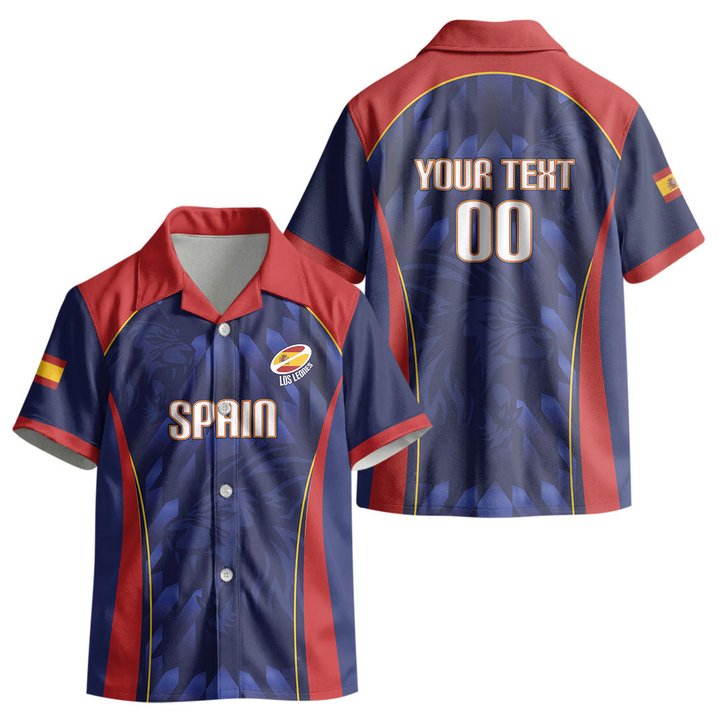Custom Spain Rugby 2026 Kid Hawaiian Shirt Vamos Los Leones Blue Version