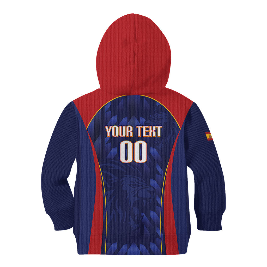 Custom Spain Rugby 2026 Kid Hoodie Vamos Los Leones Blue Version