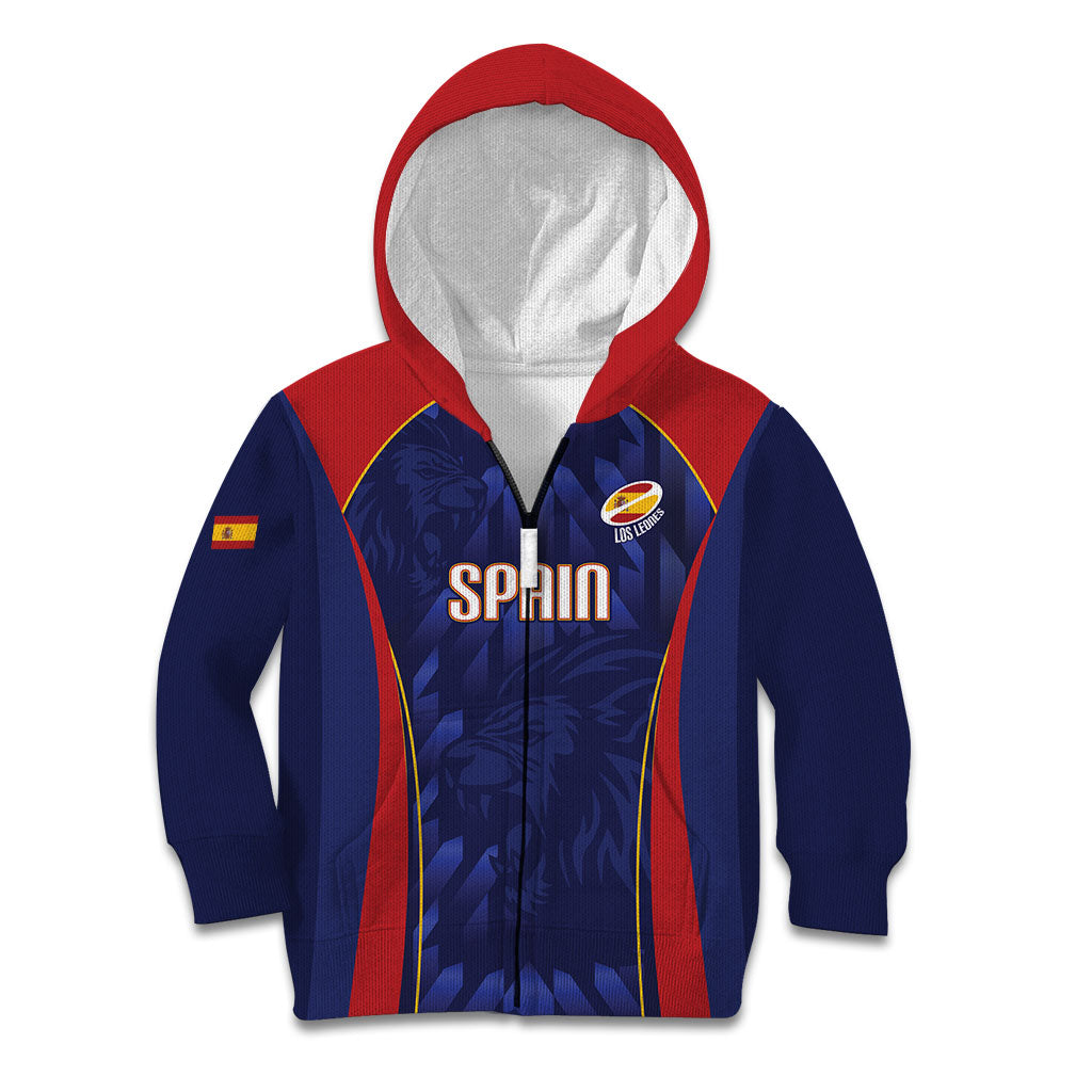 Custom Spain Rugby 2026 Kid Hoodie Vamos Los Leones Blue Version