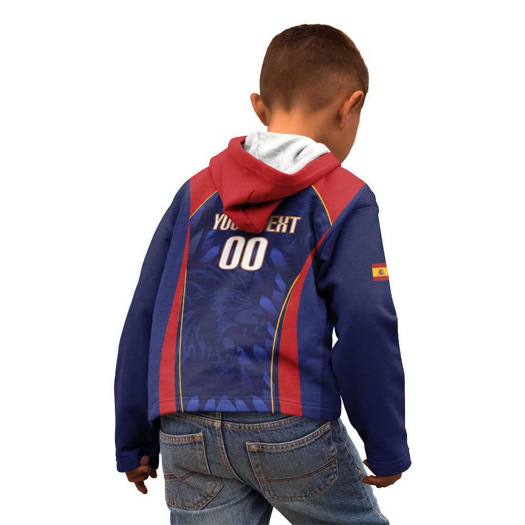 Custom Spain Rugby 2026 Kid Hoodie Vamos Los Leones Blue Version