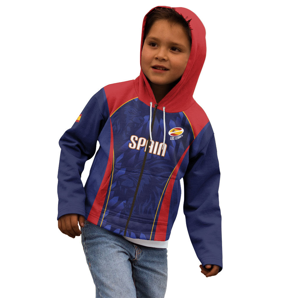 Custom Spain Rugby 2026 Kid Hoodie Vamos Los Leones Blue Version