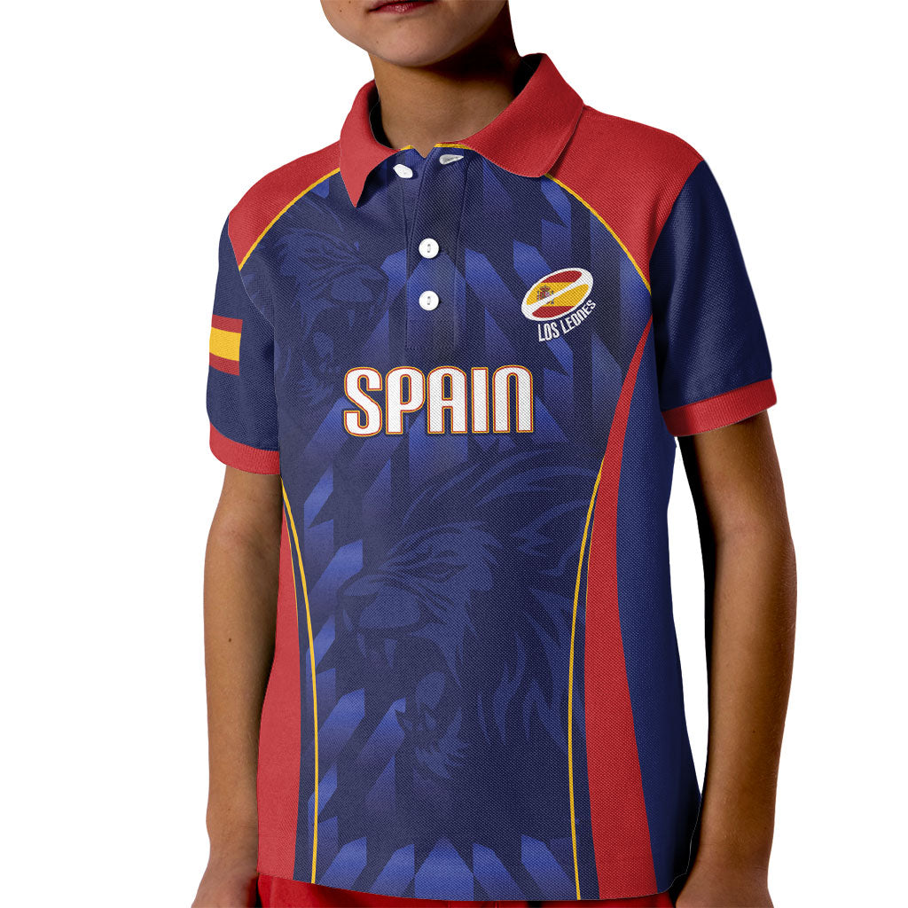 Custom Spain Rugby 2026 Kid Polo Shirt Vamos Los Leones Blue Version