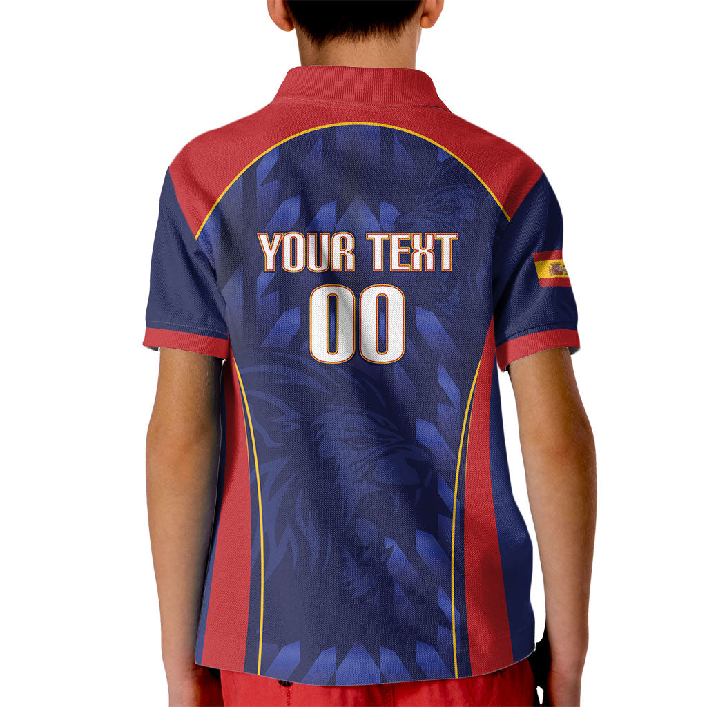 Custom Spain Rugby 2026 Kid Polo Shirt Vamos Los Leones Blue Version