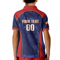 Custom Spain Rugby 2026 Kid Polo Shirt Vamos Los Leones Blue Version