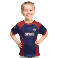 Custom Spain Rugby 2026 Kid T Shirt Vamos Los Leones Blue Version