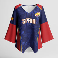 Custom Spain Rugby 2026 Kimono Sleeve Blouse Vamos Los Leones Blue Version