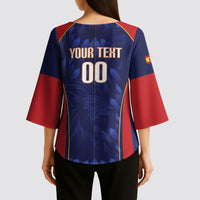 Custom Spain Rugby 2026 Kimono Sleeve Blouse Vamos Los Leones Blue Version