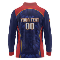 Custom Spain Rugby 2026 Long Sleeve Polo Shirt Vamos Los Leones Blue Version