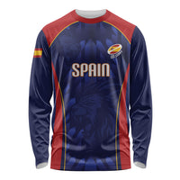 Custom Spain Rugby 2026 Long Sleeve Shirt Vamos Los Leones Blue Version
