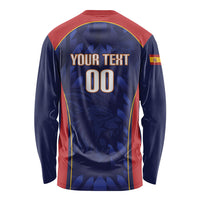 Custom Spain Rugby 2026 Long Sleeve Shirt Vamos Los Leones Blue Version