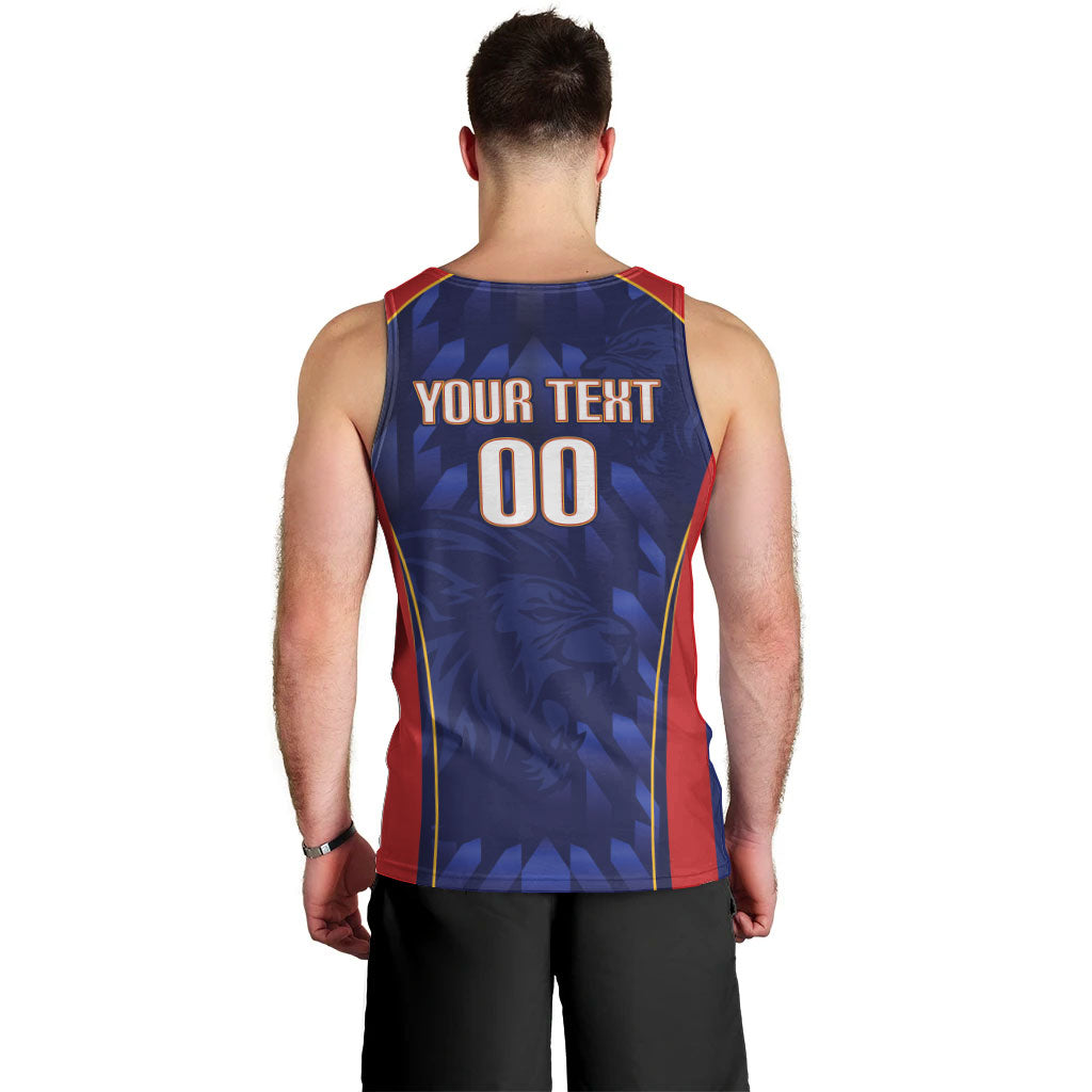 Custom Spain Rugby 2026 Men Tank Top Vamos Los Leones Blue Version