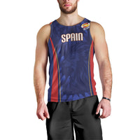 Custom Spain Rugby 2026 Men Tank Top Vamos Los Leones Blue Version