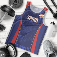 Custom Spain Rugby 2026 Men Tank Top Vamos Los Leones Blue Version