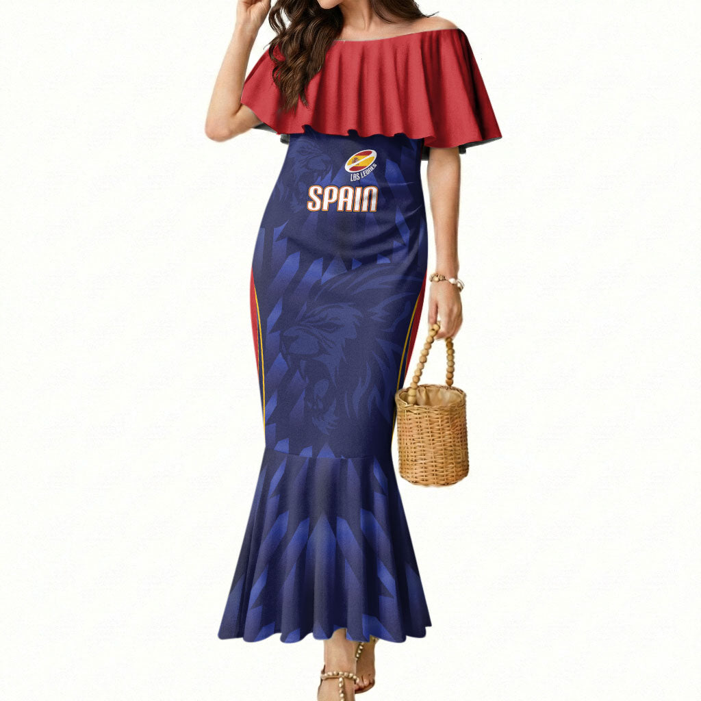 Custom Spain Rugby 2026 Mermaid Dress Vamos Los Leones Blue Version