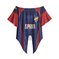 Custom Spain Rugby 2026 Off Shoulder Wrap Waist Top Vamos Los Leones Blue Version