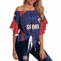 Custom Spain Rugby 2026 Off Shoulder Wrap Waist Top Vamos Los Leones Blue Version