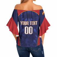 Custom Spain Rugby 2026 Off Shoulder Wrap Waist Top Vamos Los Leones Blue Version